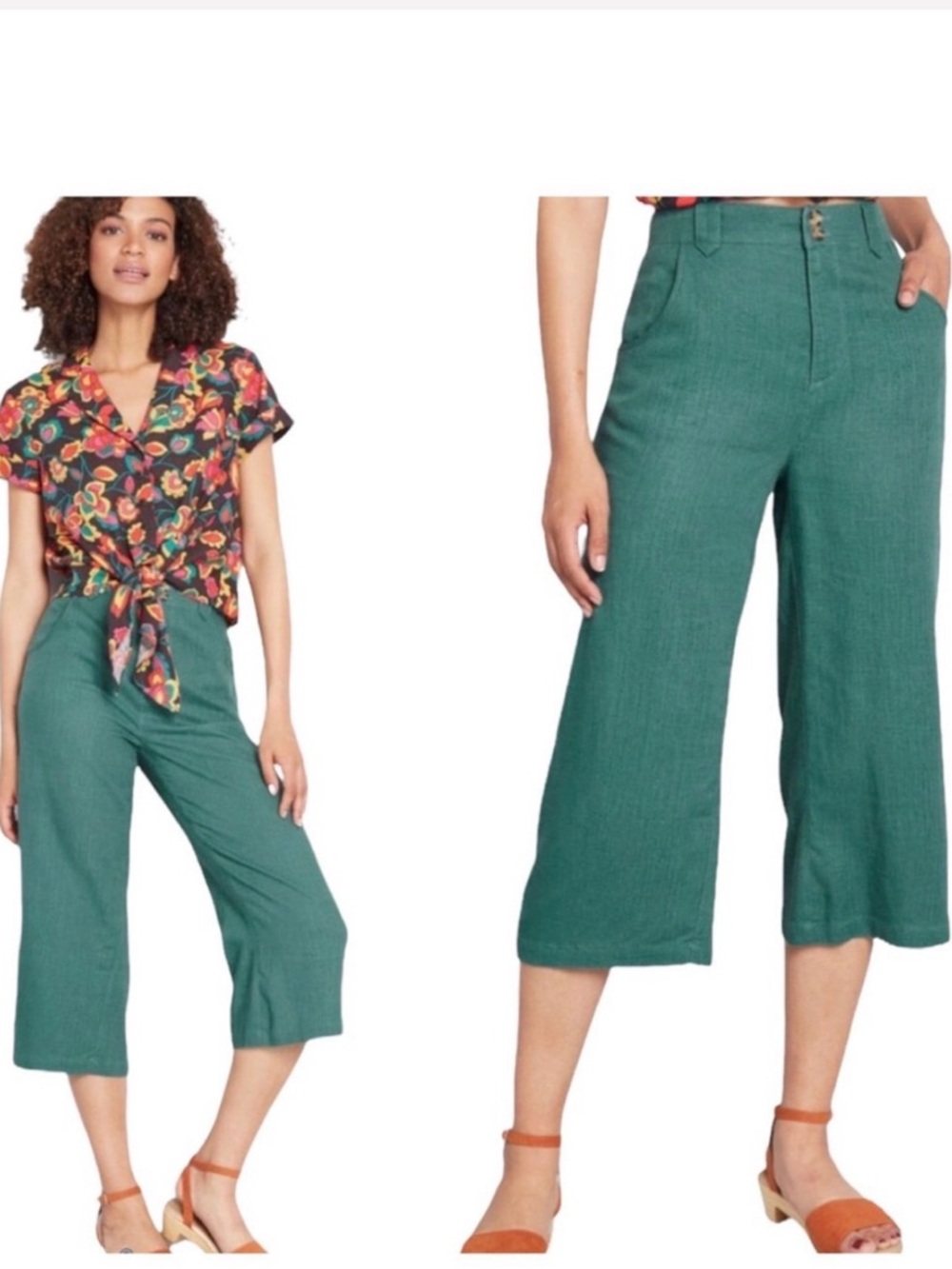 Modcloth Green Join
Joyfully Wide Leg Linen
Blend Career Culottes